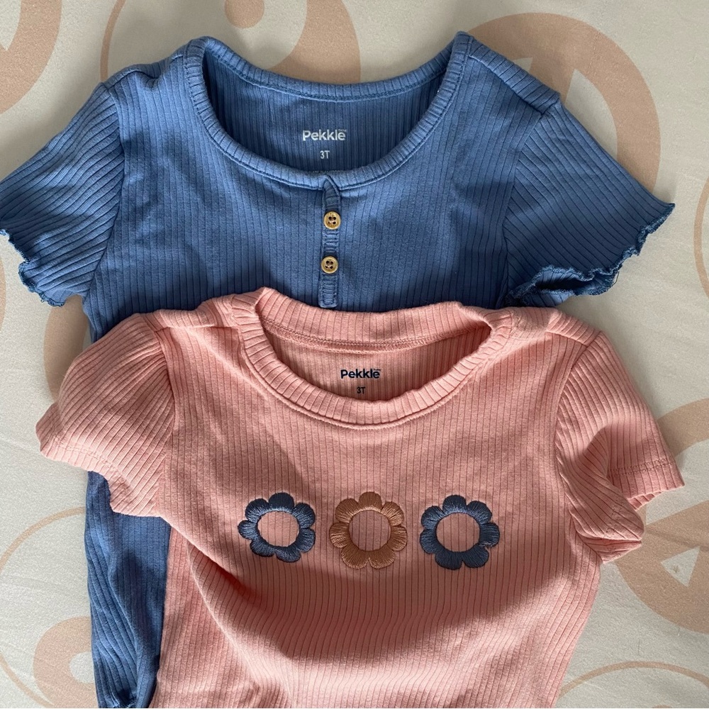 Blue and Pink Ribbed Tee Bundle